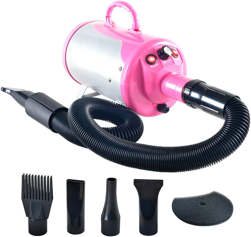 Gravitis 2800W Stepless Speed Dog Cat Pet Grooming Hair Dryer Hairdryer Blaster Blower (Pink)