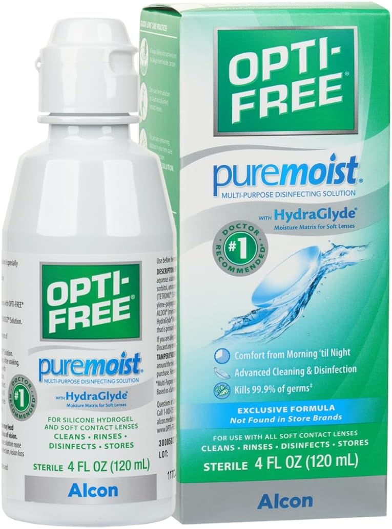 Opti-free Puremoist Multi-Purpose Contact Lens Cleaning and Disinfecting Solution, 4 Fl Oz