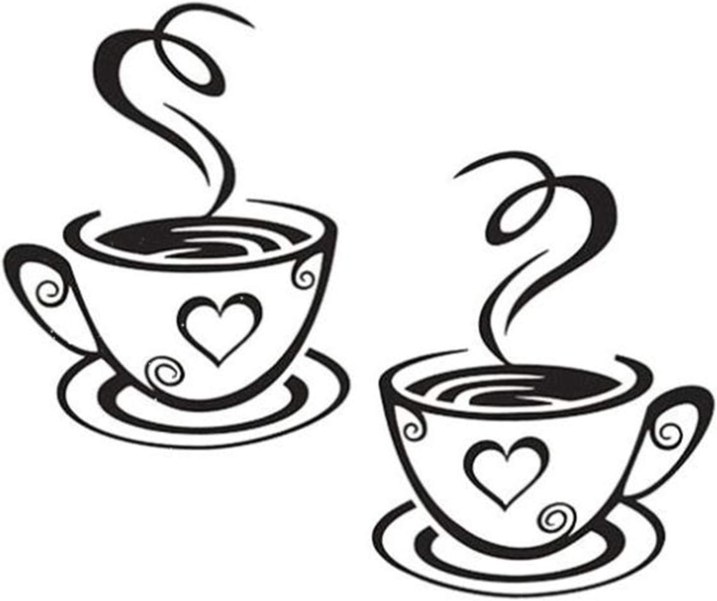 Coffee Tea Cup Art Wall Decal Coffee Wall Stickers Removable Coffee Art DIY Quote Sticker Mural for Living Room Kitchen Restaurant Pub Decor 31 * 19cm