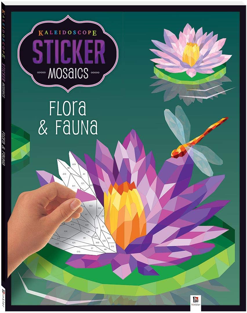 Hinkler Kaleidoscope Sticker Mosaic Flora and Fauna - Painting by Sticker - Adult Sticker Book - Animal Sticker Book for Adults - Puzzle Books for Adults