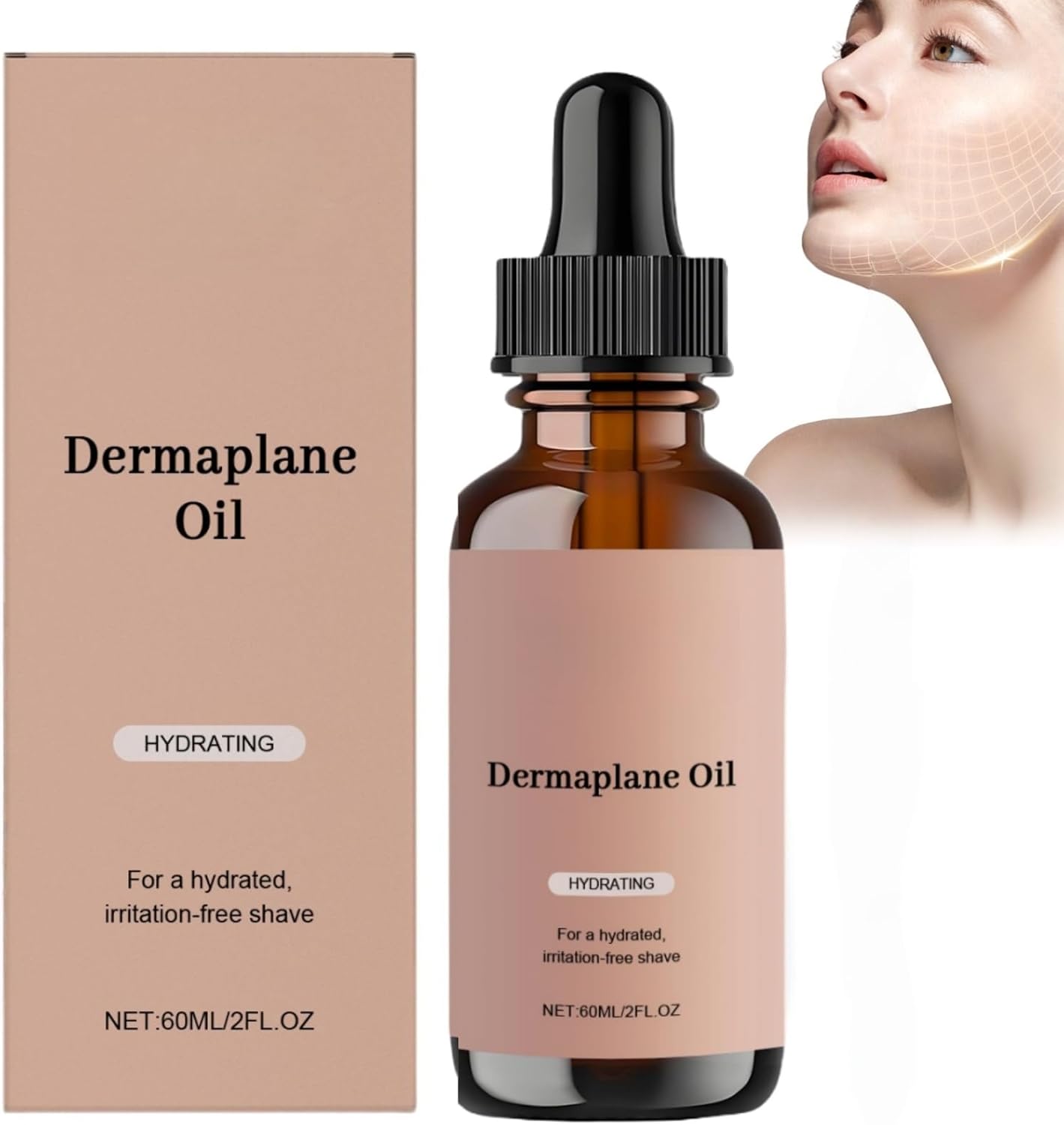 60ml Hydrating Der/maplane Oil,Shaving Oil Women,Der/maplane Oils Kit,Shave Oil for Face Sensitive Skin,Face Shaving Oil for Women,Hair Removal Soothing Essential Oil with Vitamin E