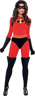 Party City Deluxe Mrs Incredible Costume for Women - Disney The Incredibles Costume Includes Jumpsuit, Gloves & Mask - Costumes for Halloween, Birthday Parties & Themed Event