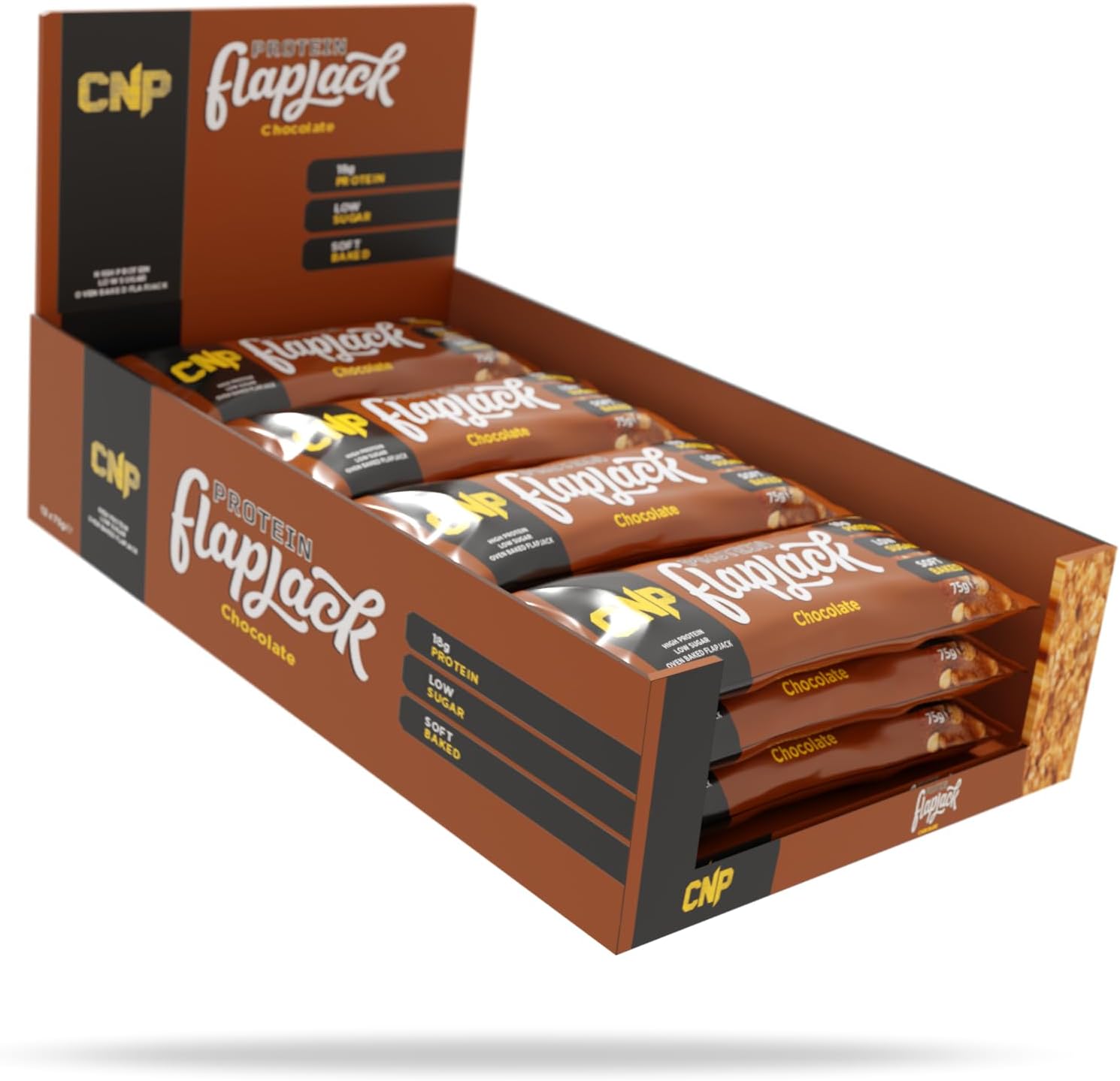 CNP Professional Whey Protein Flapjacks, 18g Protein, Soft Baked and Low Carbs, Available in 5 Delicious Flavours, 12 x 75g Bars (Chocolate)