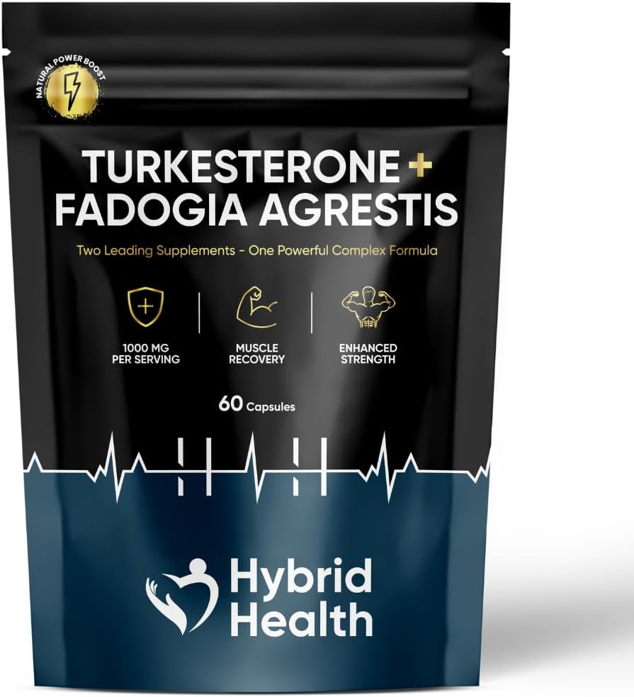 Turkesterone + Fadogia Agrestis | 1000 MG | Maximum Strength Muscle Growth Supplements | 100% Natural Non-GMO Gluten Free Vegan | 60 Capsules