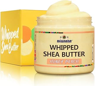 AKWAABA Whipped Shea Butter (Honey Peach) - Nourishes, Moisturizes & Soothes | Pure Shea Butter | No Dyes & Parabens | 12 oz / 340 g