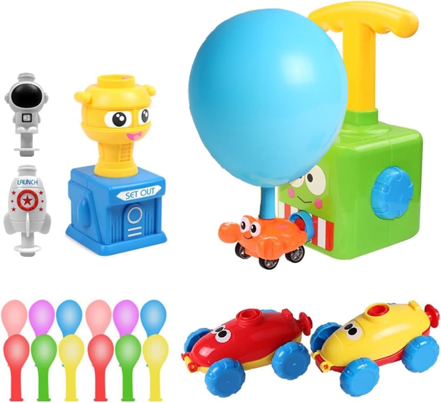 Balloon Powered Car With Launch - Balloon Powered Launch Car, Educational Toys for Kids Balloons Pump Toy Creative Vehicle Toys for Toddler Toys Gift for 2 3 + Year Olds（Frog）