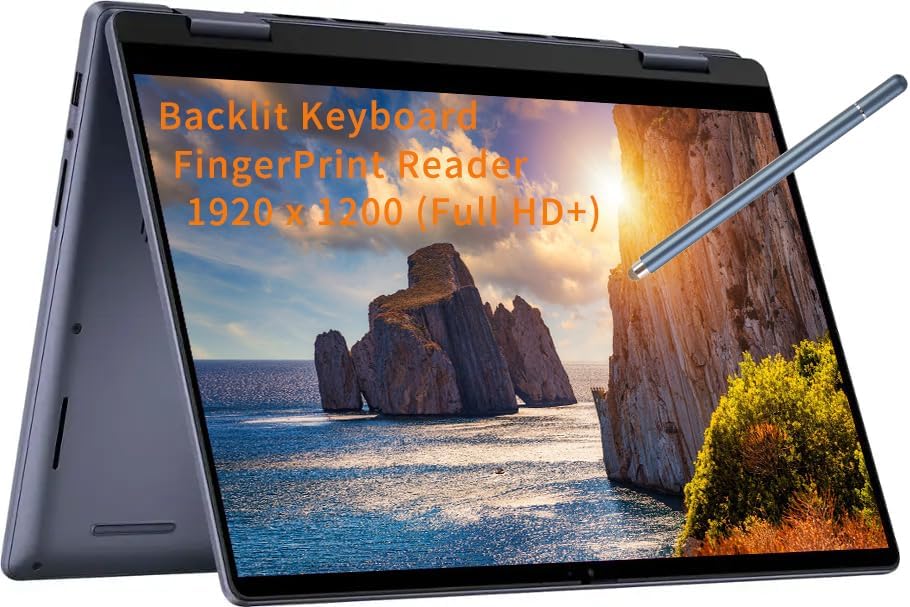 Dell Inspiron 14 7445 2-in-1 Laptop, 14" FHD+ Touchscreen, AMD Ryzen 5 8640HS(Beats i7-1255U), 16GB DDR5 RAM, 1TB PCIe SSD, Backlit KB, FP Reader, Type-C, FHD Webcam, Win 11 Home, w/BWE Stylus Pen