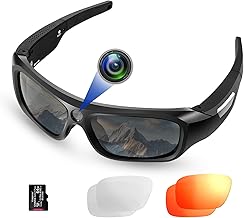 4K 2160P FHD Sports & Action Video Camera, Camera Sunglasses with UV400 Protection Polarized Lenses+Clear/Dazzle Yellow Lens for for Outdoor Sports(64GB TF Card Included)