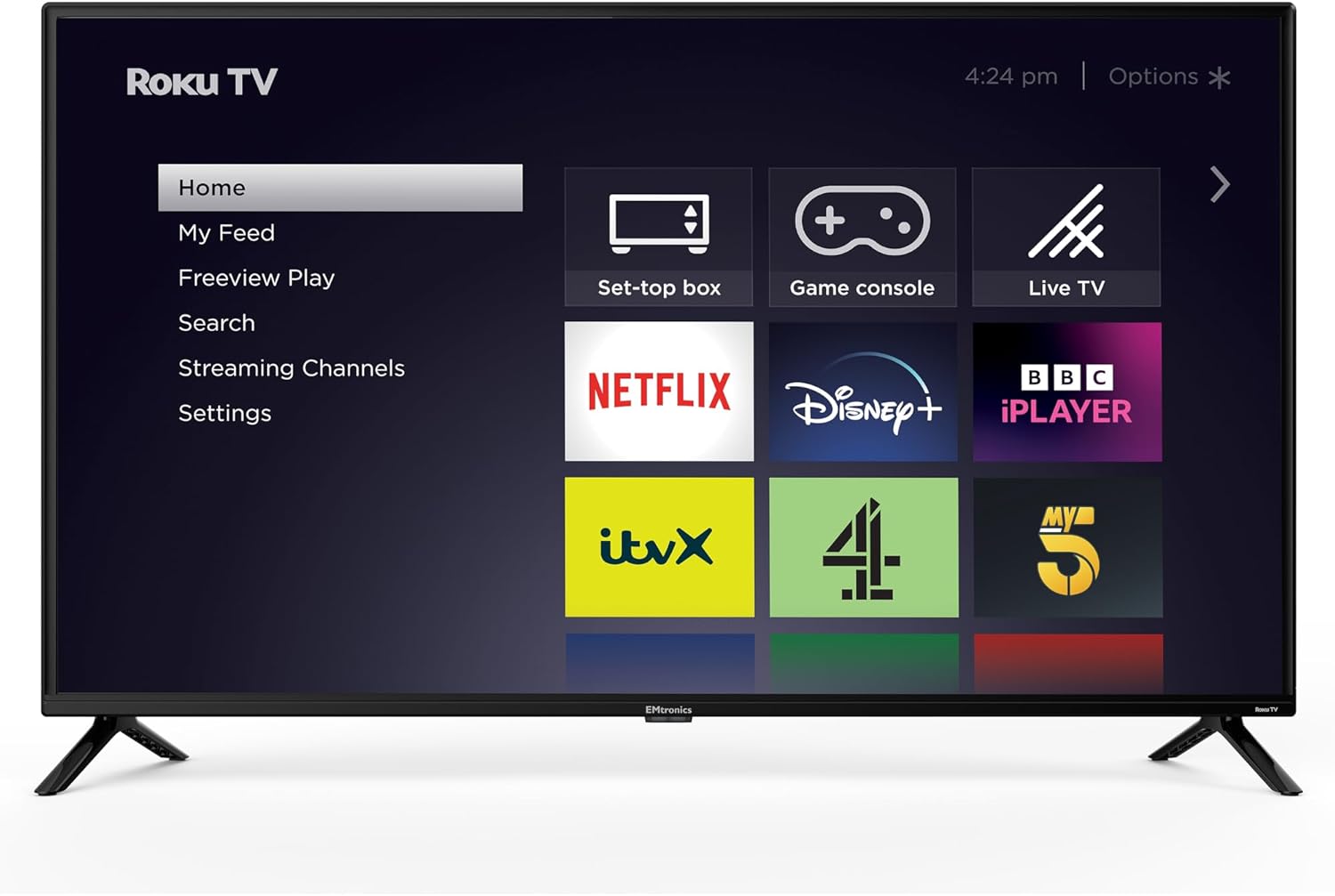 EMtronics EM40ROK Roku TV 40" Inch Full HD 1080p Smart with Netflix, Disney+, BBC, Freeview Play, Dolby Audio, Mobile Control and 3 x HDMI, USB - Black (2024 Model)
