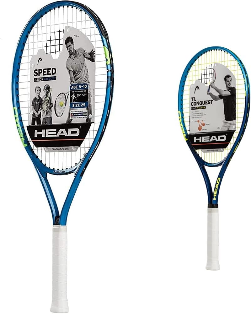 HEAD Speed Kids Tennis Racquet (25 Inch) and HEAD Ti. Conquest Pre-Strung 27in Tennis Racquet Bundle