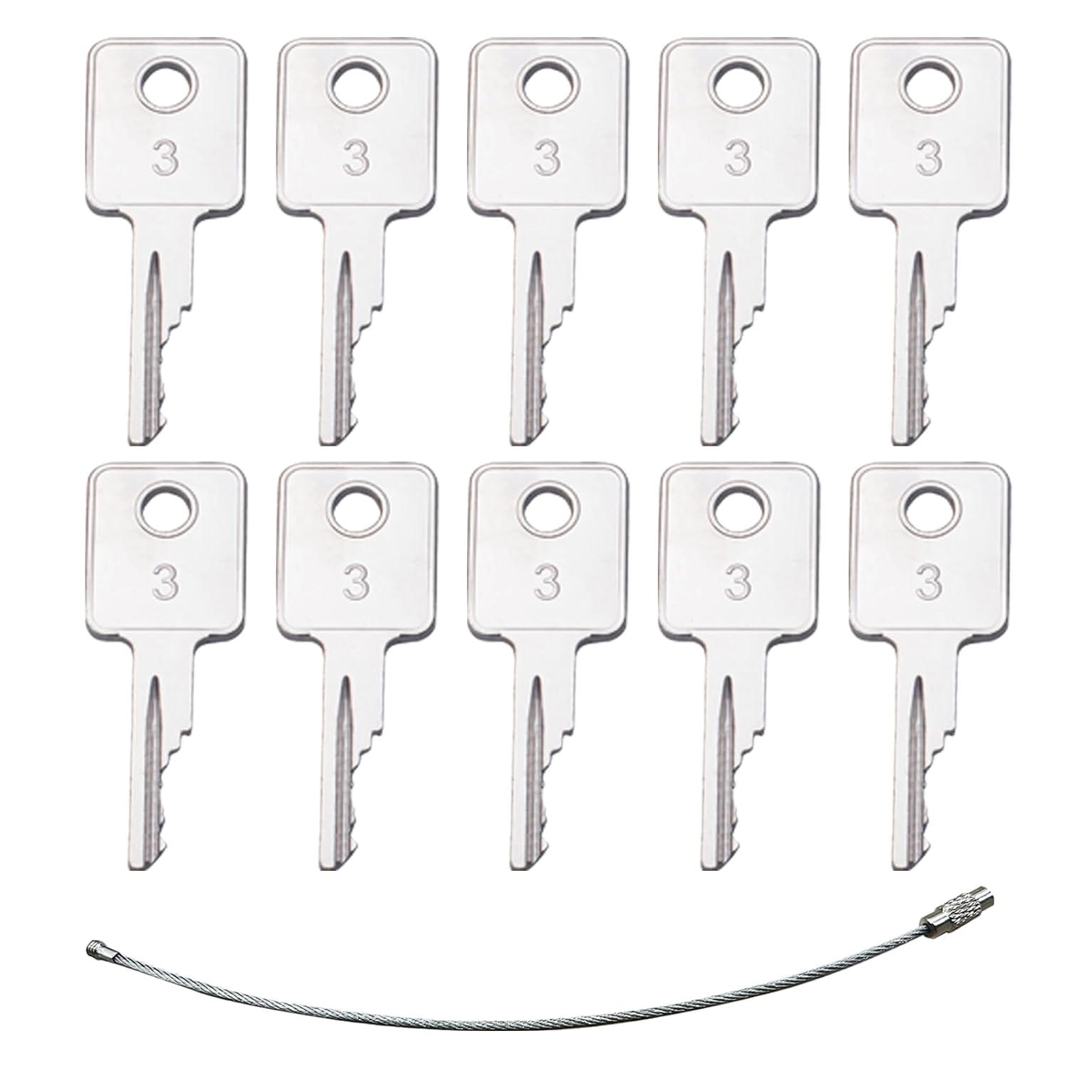 10 Pack D250 Ignition Machine Keys, 6693245 or 6693241 Ignition Key, Plant Master Key Replacement of 307852A1, Compatible with Multiple Types of Skid Steer Loaders