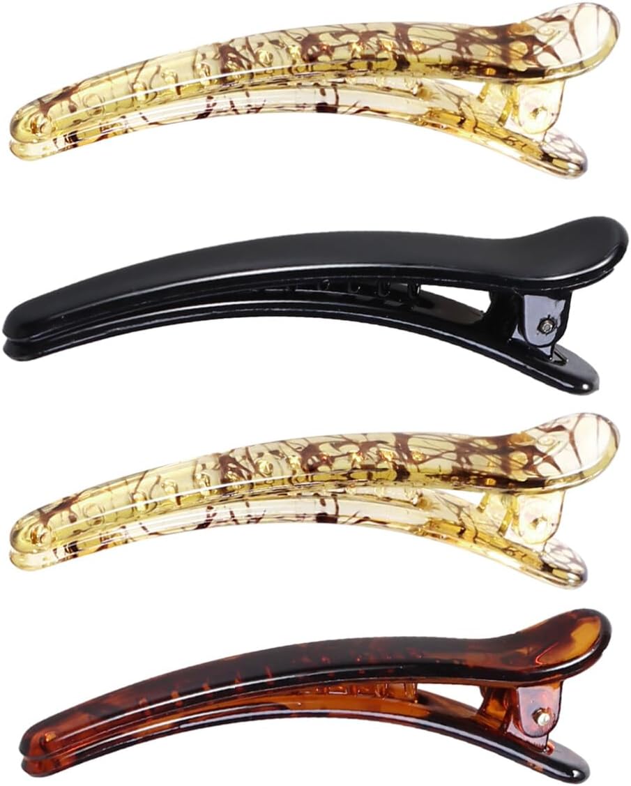 Luxshiny 4Pcs Duckbill Hair Clips - Non-Slip Alligator Hair Grips for Women & Girls (12cm) - Glossy Hairdressing Barrettes in Assorted Colors