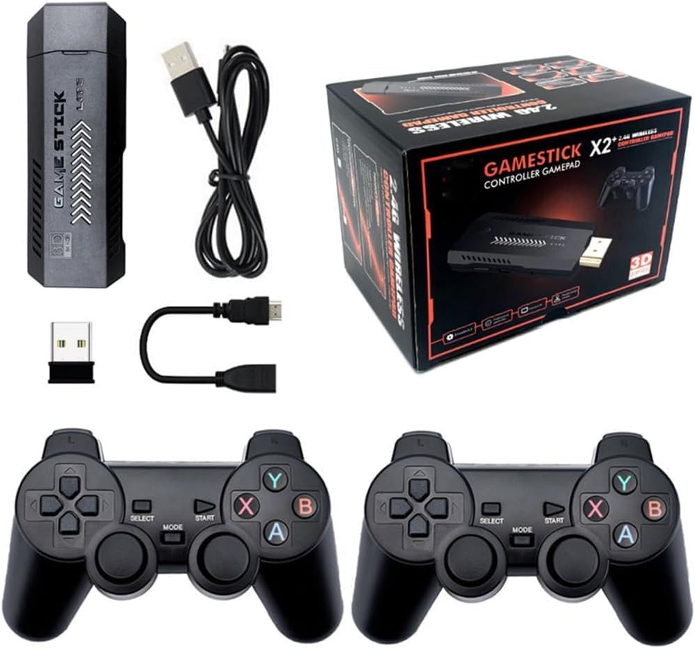 Retro Games Console, 4K Game Stick HD Video Game Console 64G Built-in 35500+ 3D Games 40+ Simulators With Wireless Controller