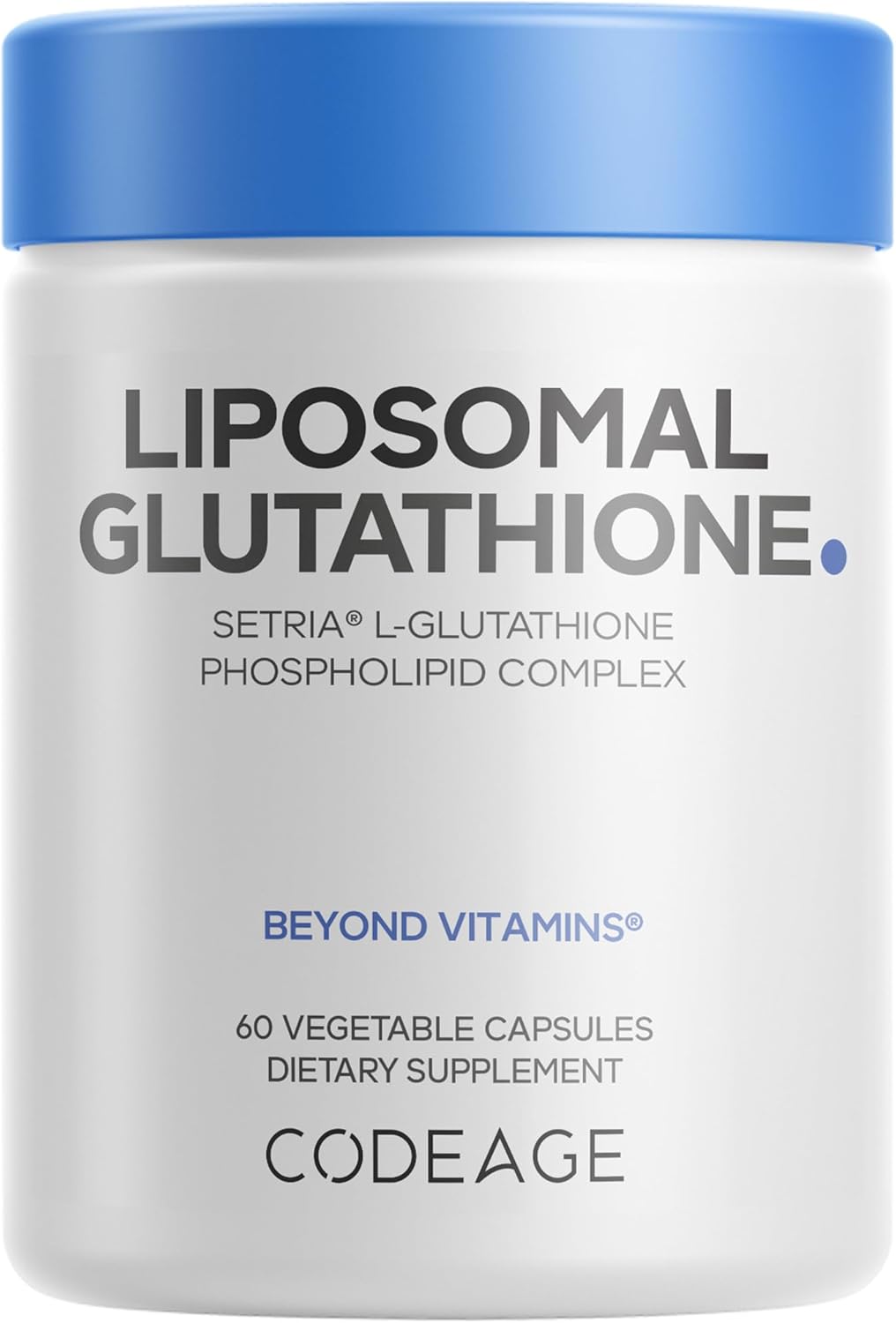 Codeage Liposomal Glutathione Supplement - Pure Reduced Setria L-Glutathione, Liposomal Delivery, Phospholipid Complex - Encapsulated Glutathione Powder Pills - Vegan, Non-GMO - 60 Capsules