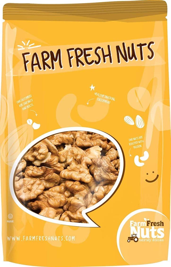 Raw Shelled California Walnuts Halves & Pieces (1 Lb.) - Compares to Organic Walnuts - Great Source of Omega 3 - Vegan & Keto Friendly - Farm Fresh Nuts Brand
