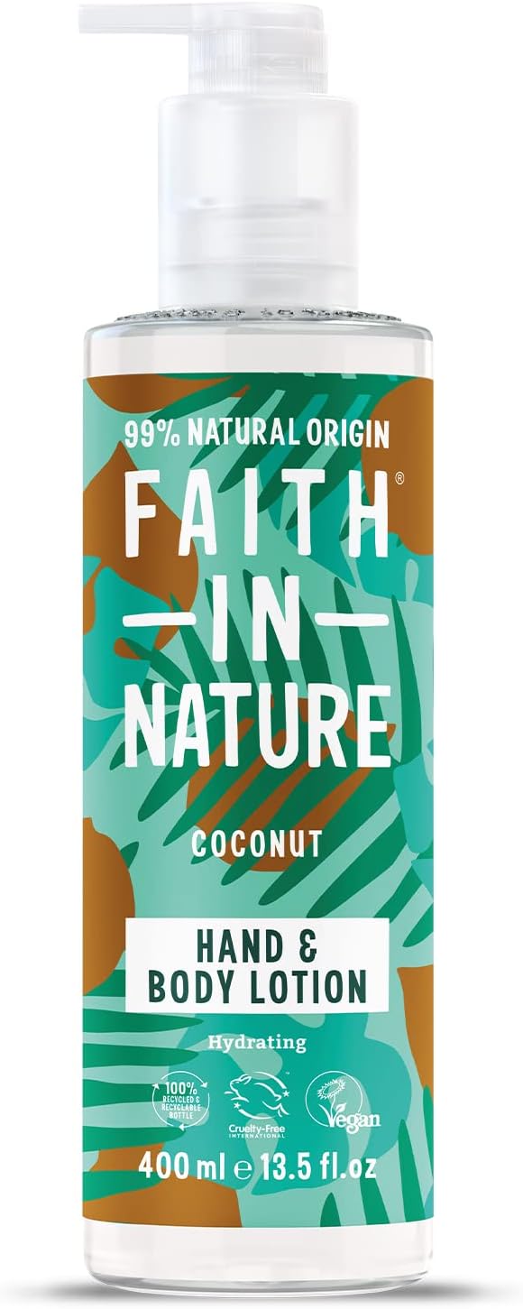 Faith In Nature Natural Coconut Hand and Body Lotion, Hydrating, Vegan and Cruelty Free, No SLS or Parabens, 400 ml