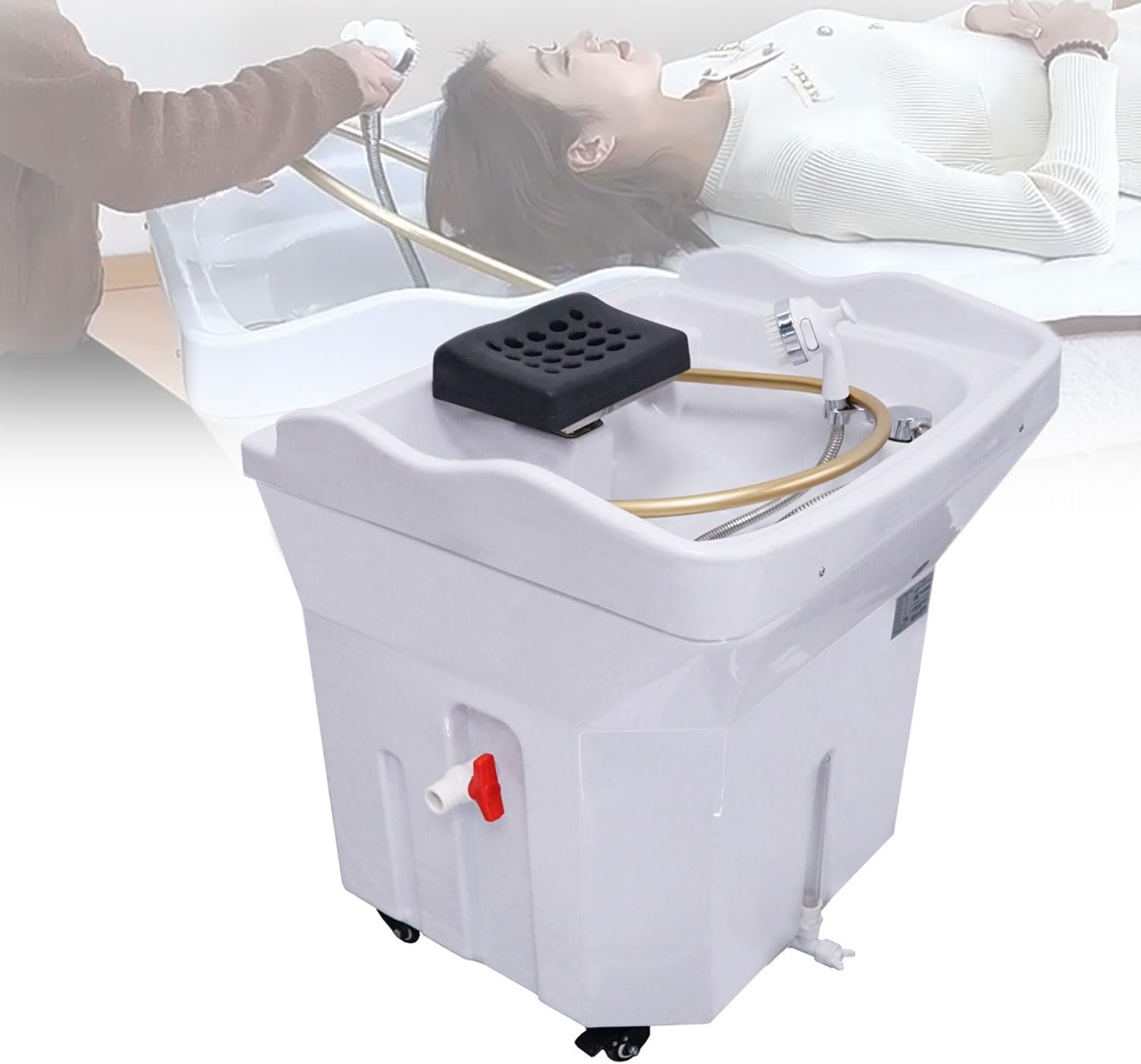 Head Spa Equipment With 60L Storage Water Tank, Removable Mobile Head Spa Shampoo Basin With Gold Water Circulation System, Intelligent Digital Display Temperature Control