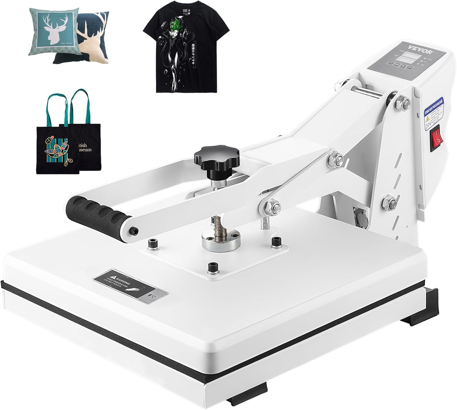 VEVOR Heat Press, 15x15 Heat Press Machine, Fast Heating, High Pressure Heat Press Machine for T-Shirt, Power Digital Industrial Sublimation Printer for Heat Transfer Vinyl, Easy to Use, White