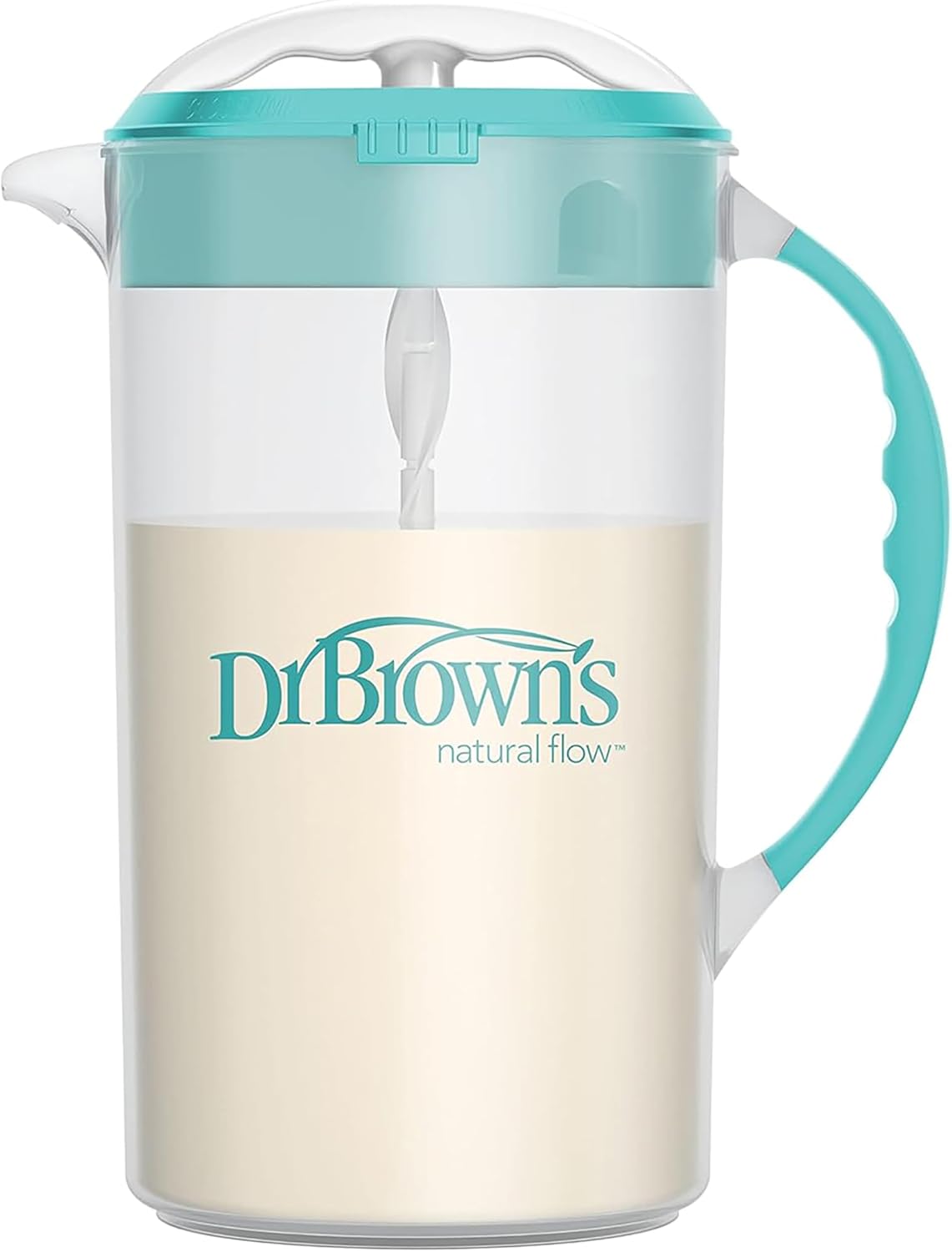 Dr. Brown's Baby Formula Mixing Pitcher with Adjustable Stopper, Locking Lid, and No Drip Spout, 36 oz, BPA-Free, Teal, 1-Pack