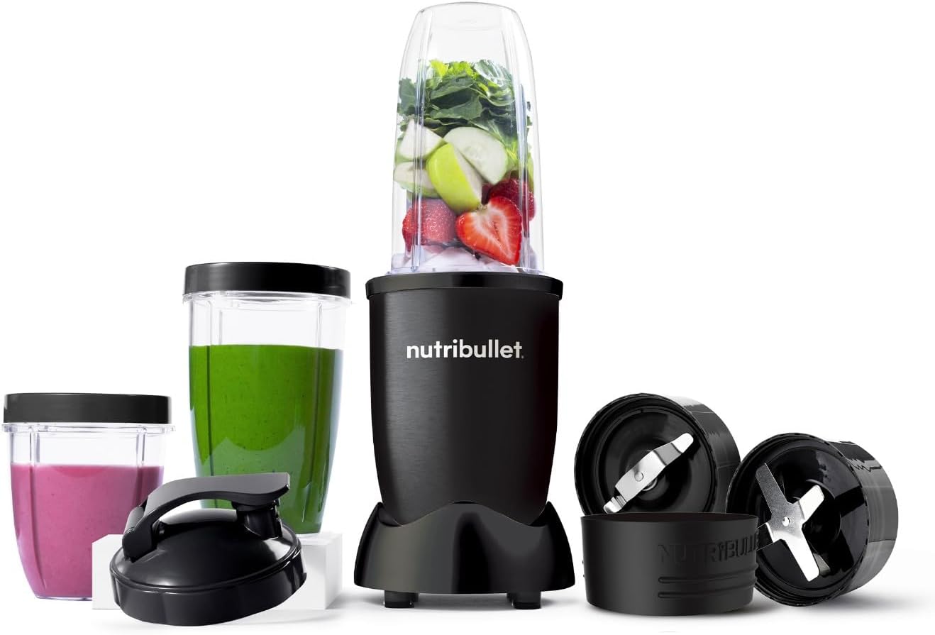 nutribullet Mega Pack with nutribullet 900W Blender & 9 Accessories - Extra Powerful & Easy To Clean - Blend & Crush Ice, Nuts & Frozen Fruits - Smoothie Maker - Black