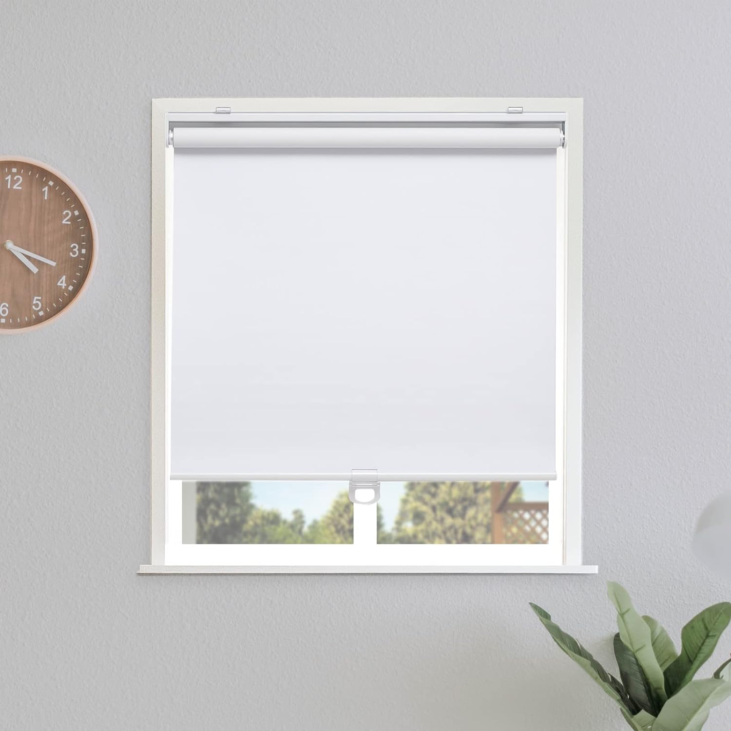 Blackout Roller Shades Blinds Cordless for Windows Pull Down Room Darkening Door Blinds with Thermal Insulated Easy to Install for Living Room,Bedroom,Home,Office Bathroom White 34" W x 72" H