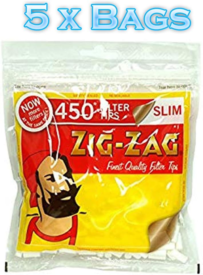 Original ZIG ZAG Filters Tips Packs (Slim Filters - 450 Tips Pack, 5)