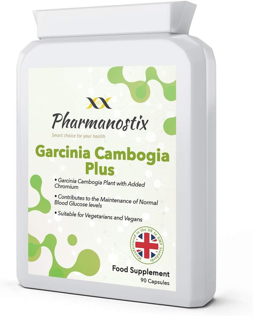 Garcinia Cambogia Plus with Added Chromium 1500 mg Daily Dosage- 90 Capsules -Super Strength All Natural Whole Fruit - Vegan Suitable- UK Manufactured by Pharmanostix