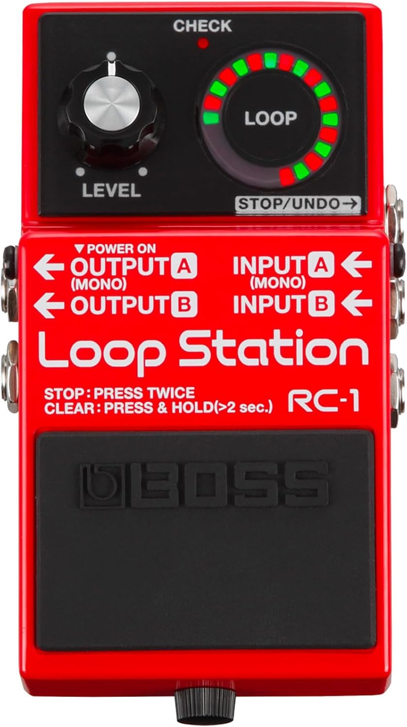 BOSS RC-1 Loop Station Pedal | Industry Standard Simple Looper for Guitar, Bass, Keyboards & More | 24-Segment LED Indicator | 12 Minutes of Record Time | Record, Playback, Overdub, Undo & Redo Loops