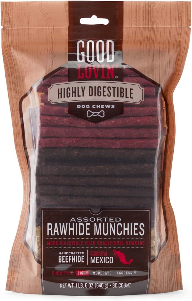Good Lovin' Highly Digestible Assorted Rawhide Munchies Dog Treats 22 oz. Count of 80