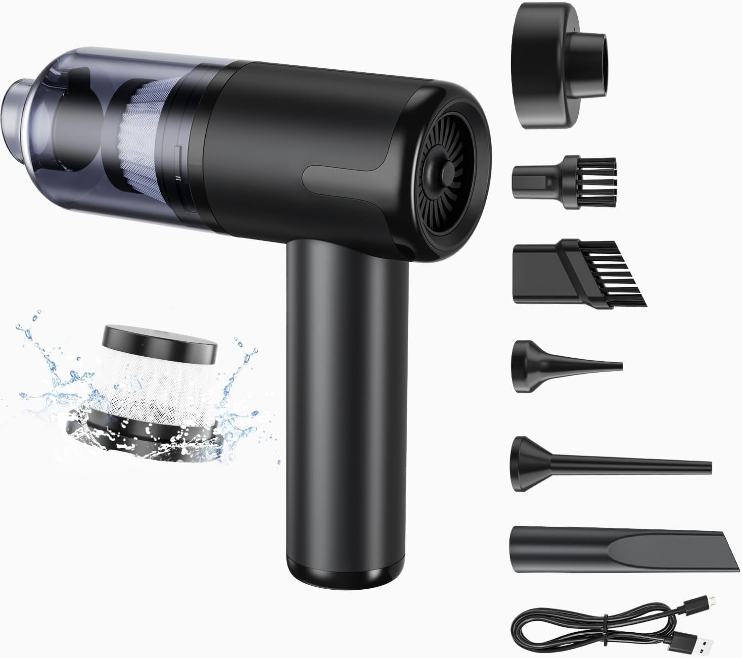 Car Vacuum Portable Cordless, 16000Pa Powerful Handheld Rechargeable Cleaner with Best Suction, Lightweight car vac with Brushless Motor and Multi-Nozzlesfor for Car, Home, Office, Pet (Large)