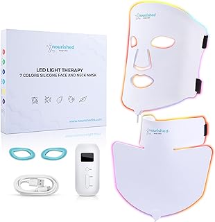 LED Light Therapy Face & Neck Mask - Facial Skin Care Device - 7 Colors Red & Blue - Rejuvenation, Anti-aging Product for Wrinkles