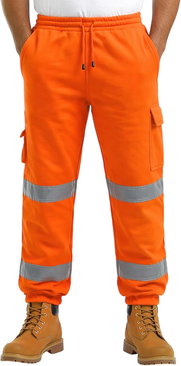 Hi Vis Reflective Safety Security Joggers Jogging Bottoms Trousers Sweat Pants Railway GO/RT