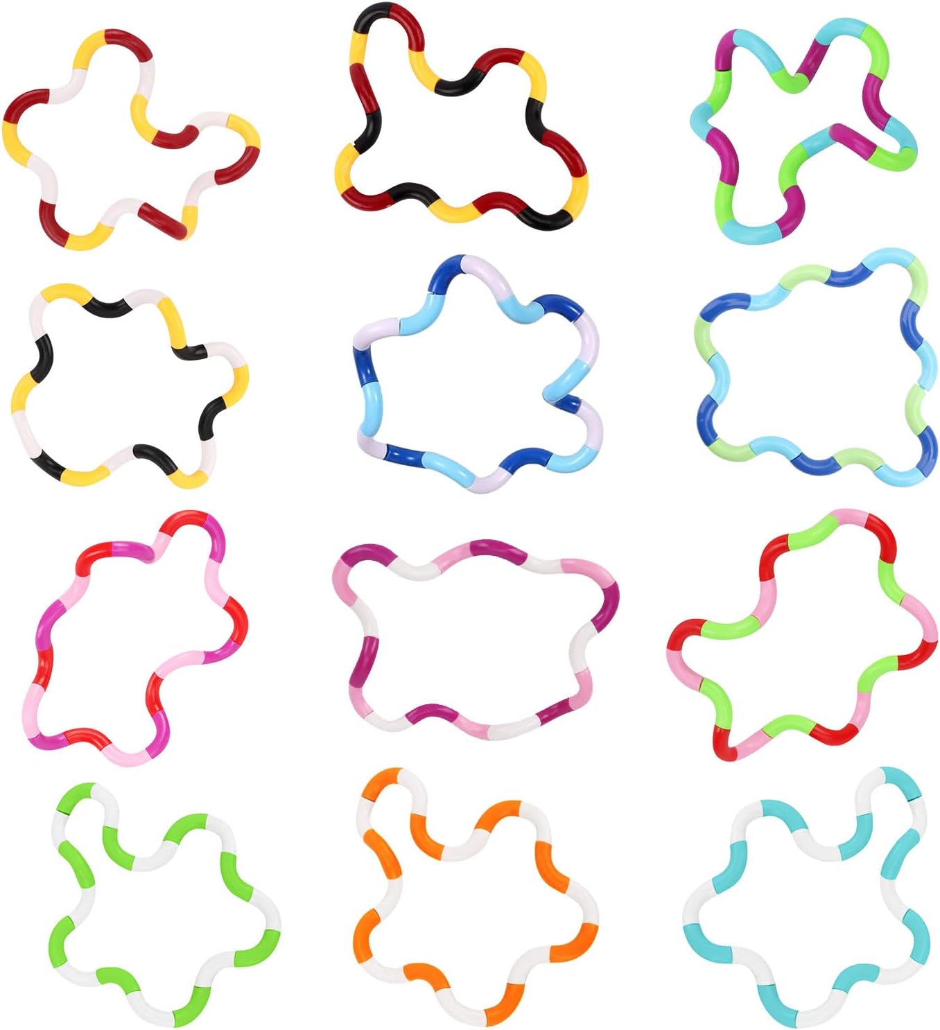 Scettar 12 Pcs Tangle Fidget Toy, Toys, Stress Relief Finger Twisted Decompression Toy for Adh Sensory Fidgets to Improve Focus and Concentration, LWJ-PD094-01
