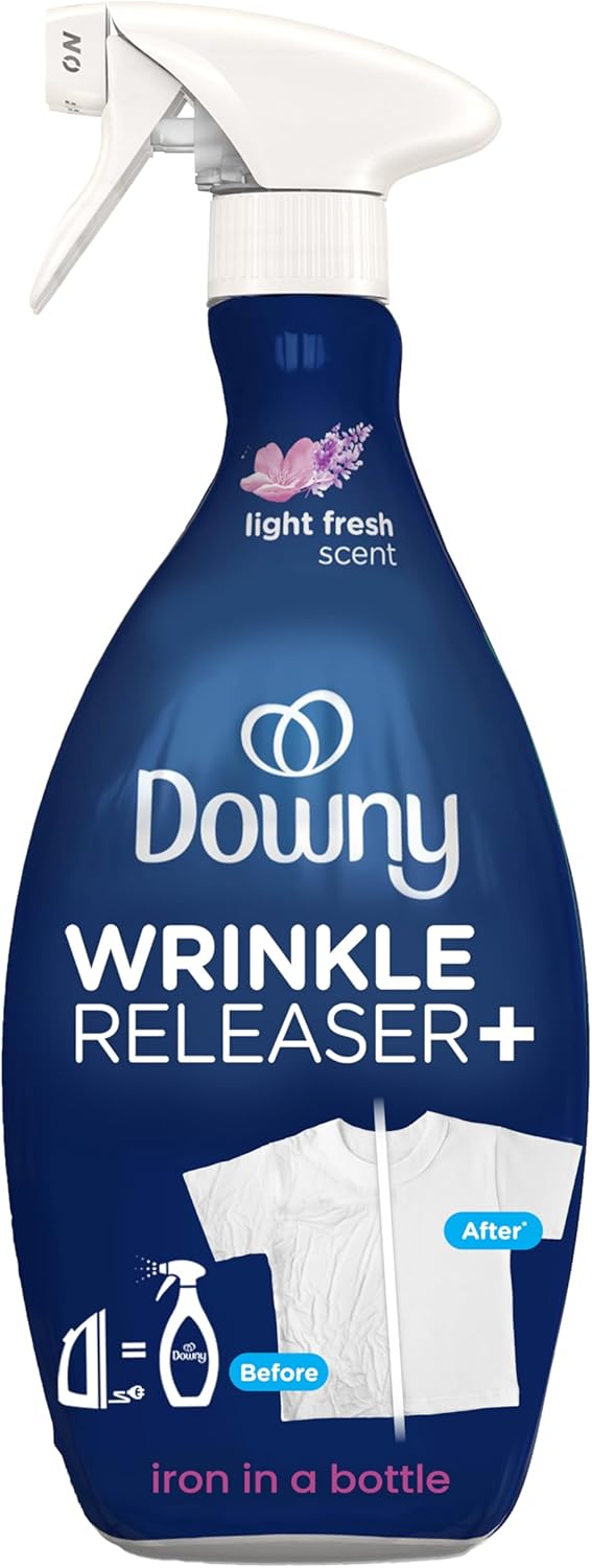 Downy Wrinkle Releaser Fabric Refresher Spray, Odor Eliminator, Ironing Aid and Anti Static Spray, Light Fresh Scent, 33.8 Fl Oz