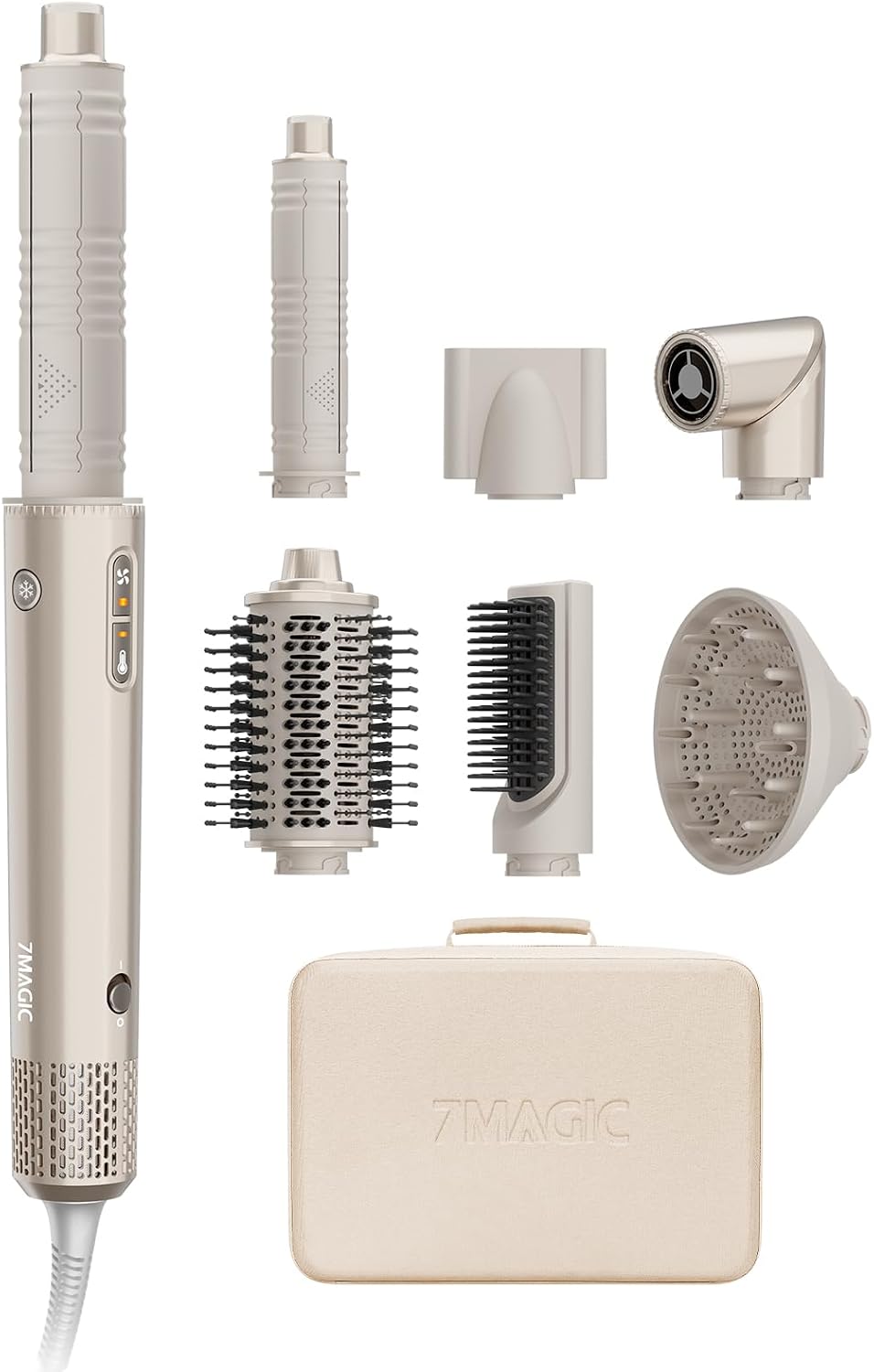 7MAGIC 7-in-1 Air Multi-Styler & Hair Dryer Brush with Auto-Wrap Curlers