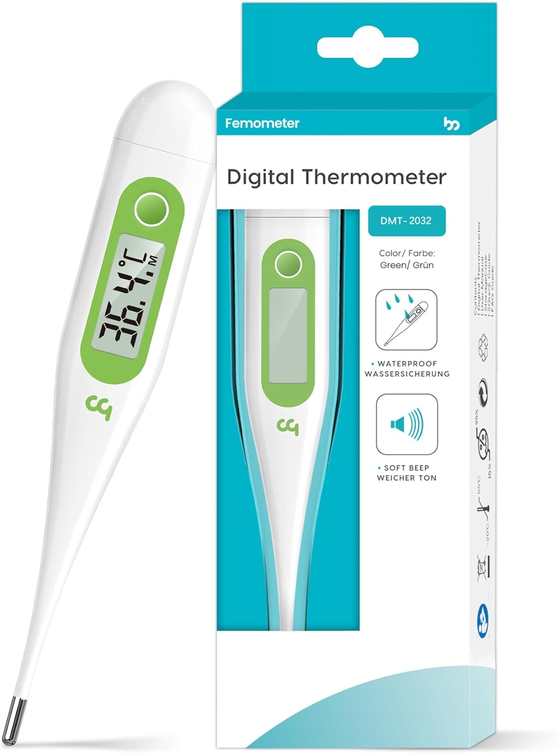 Digital Thermometer, Oral Thermometer Adults Kids Babies, Accurate Fast Switchable Body Temperature Thermometer, Green