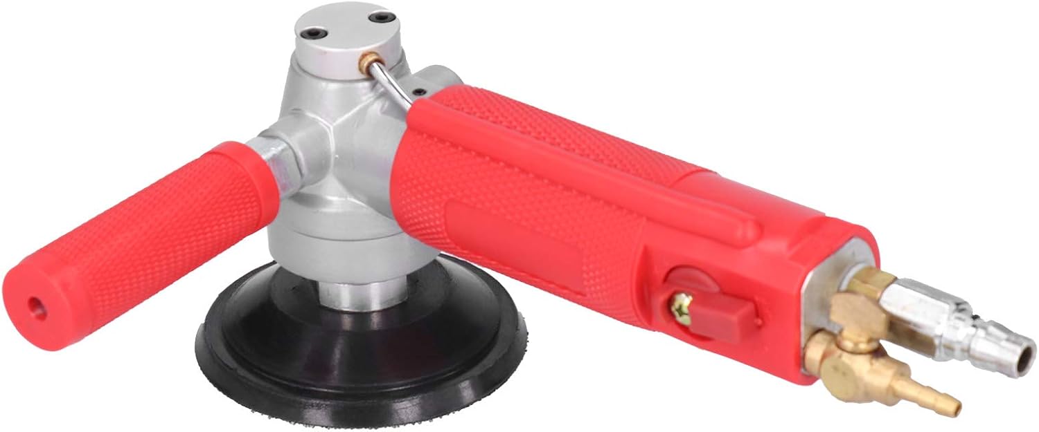 Fdit 4 Inch Wet Stone Polisher/Grinder, 3 Speed, Dust-Free, Air Powered, Red, Stone/Marble/Concrete