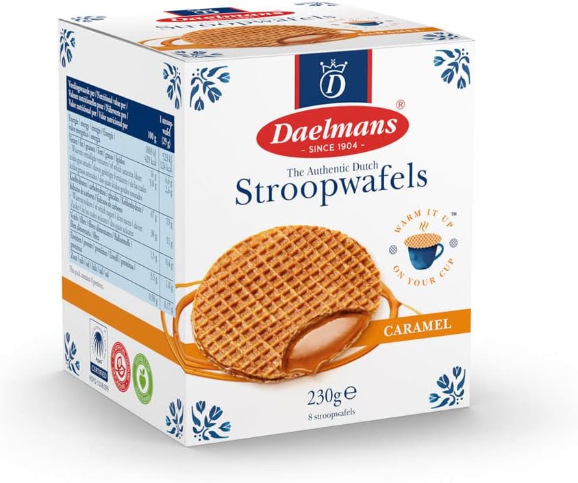 Daelmans Stroopwafels - Caramel Wafers - 230 gram per Cube Box - Authentic Dutch Caramel Waffle - Stroopwaffels