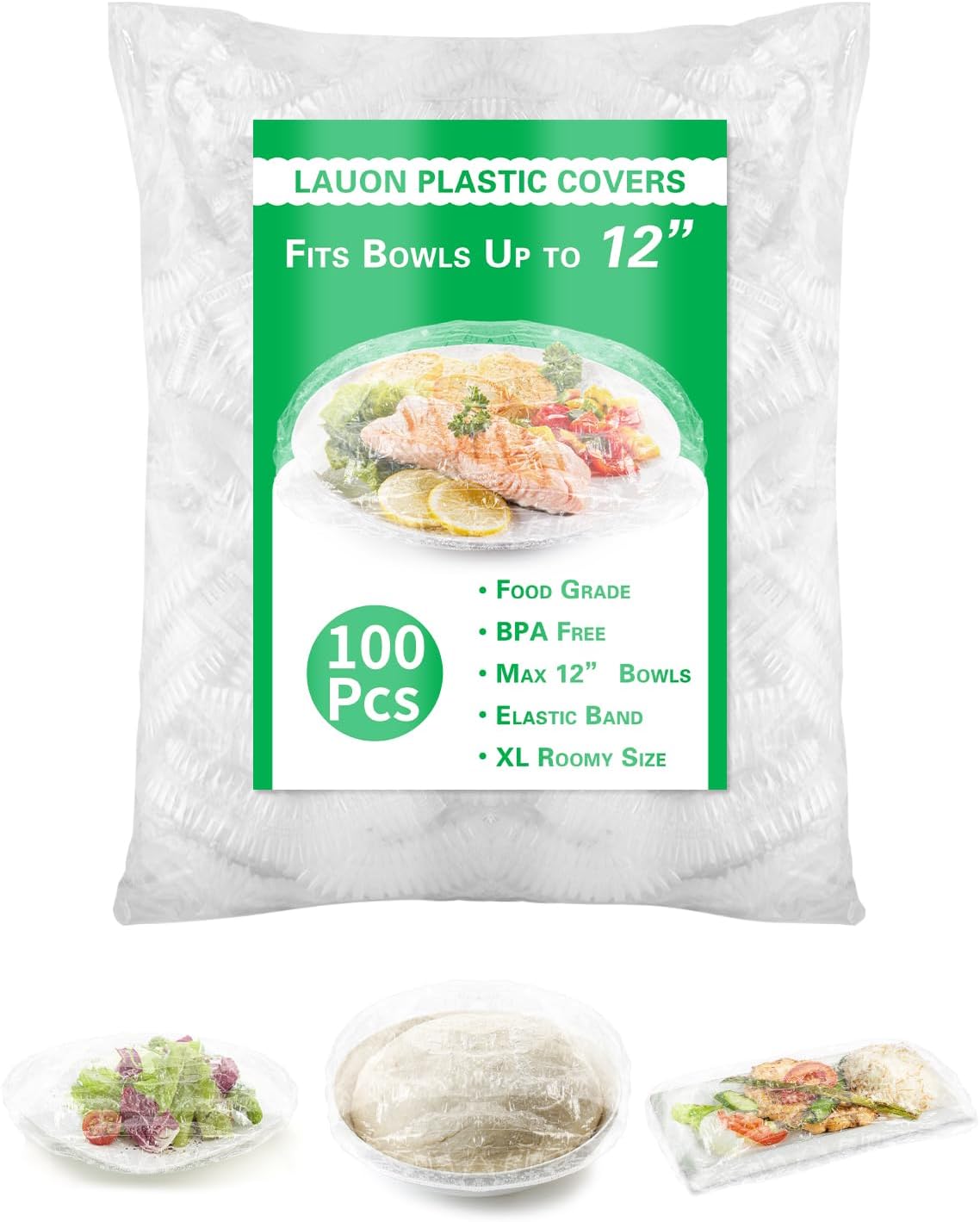 Plastic Bowl Covers for Sourdough Bread Proofing Large Disposable Elastic Food Wraps Fits 12-inch Bowls, Shower Caps for Banneton Bread Proofing Basket Plastic Food Wrap Can Covers 100 Pcs