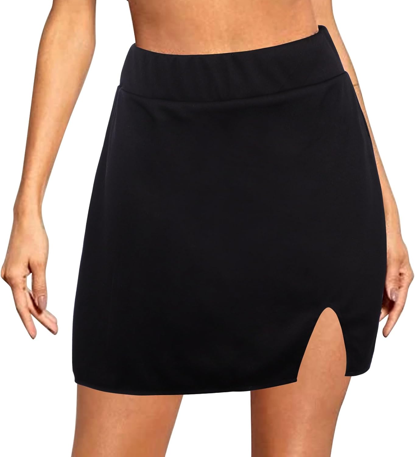 Lancry Black Mini Skirt,Slimming Stretchy Pencil Skirt with Slit,High Waisted Black Skirt Women Short Skirt Ladies Skirts for Women UK