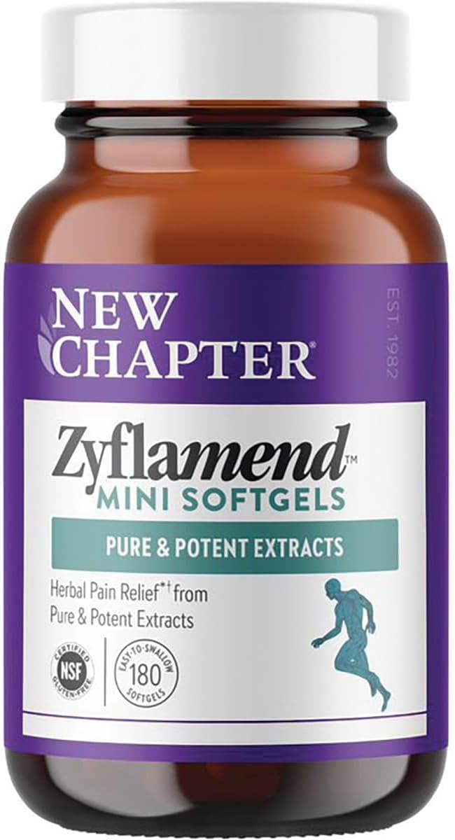 New Chapter Zyflamend™ Mini Softgels, Multi-Herbal Pain Reliever+ Joint Supplement, 10-in-1 Superfood Blend with Ginger & Turmeric for Healthy Inflammation Response, Mini Soft Gels, 180 Count
