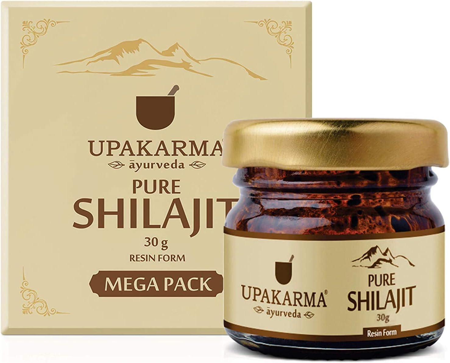 Upakarma Ayurveda Pure Soft Shilajit/Shilajeet Resin/Mumijo/High Potency with Measuring Spoon, Natural Source of Fulvic Acid & Trace Minerals (30 Grams/ 1.04 fl. Oz) Pack-1