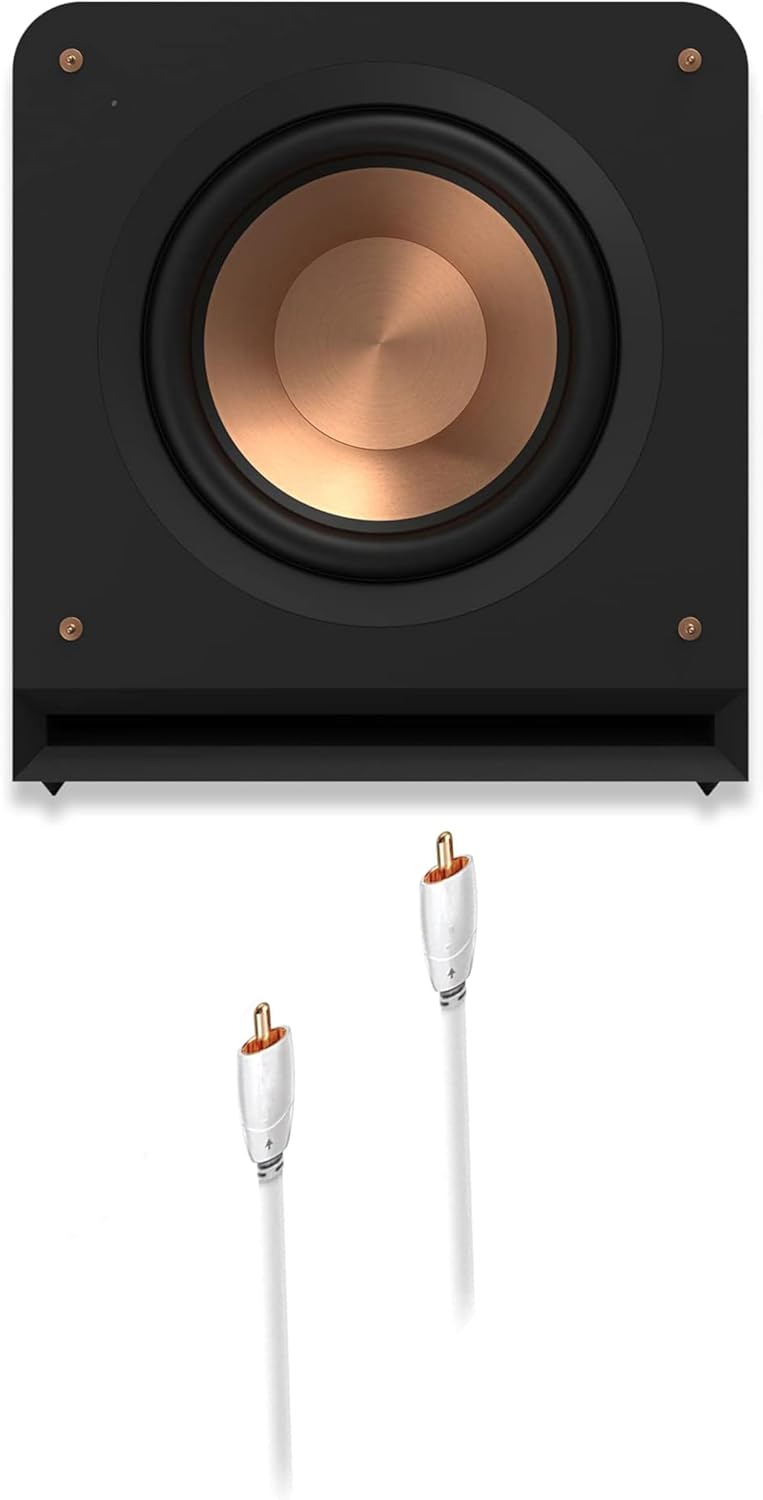 Klipsch RP-1200SW 800W Subwoofer with 12 Inch Cerametallic Driver with an AudioQuest Greyhound 3.0M Subwoofer Cable (2023)