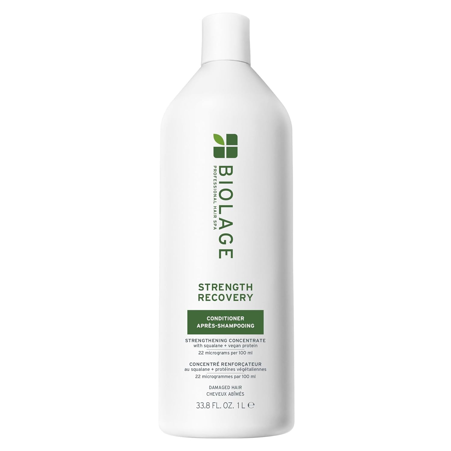 Biolage Strength Recovery Conditioner - Moisturizes & Strengthens Damaged Hair, Softness & Shine, Olive Squalane & Vegan Proteins, Paraben-Free, Vegan