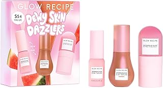 Glow Recipe Dewy Skin Dazzlers Travel Size Gift Set - Niacinamide Dew Drops Face Serum + Hue Drops Bronzing Serum + Watermelon Glow Ultra-Fine Hydrating Face Mist (3 Count)