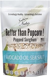 Nature Nate’s Popped Sorghum, Avocado Oil Sea Salt - Organic Sorghum, Keto & Gluten Free, Whole 30, Healthy Snacks, Better Than Popcorn, Made in USA - 5 Ounce