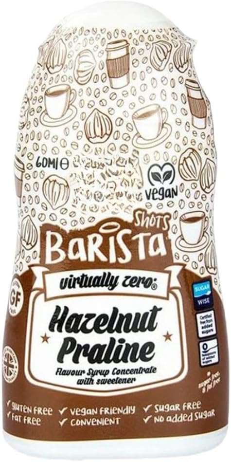 Hazelnut Flavour Syrup Concentrate Vegan Barista Shots 60ml Pack of 1 Compatible with Skinny Coffee Fat Gluten Sugar FREE Travel Size with Welari Thank You Card | (1pack) (60ml)