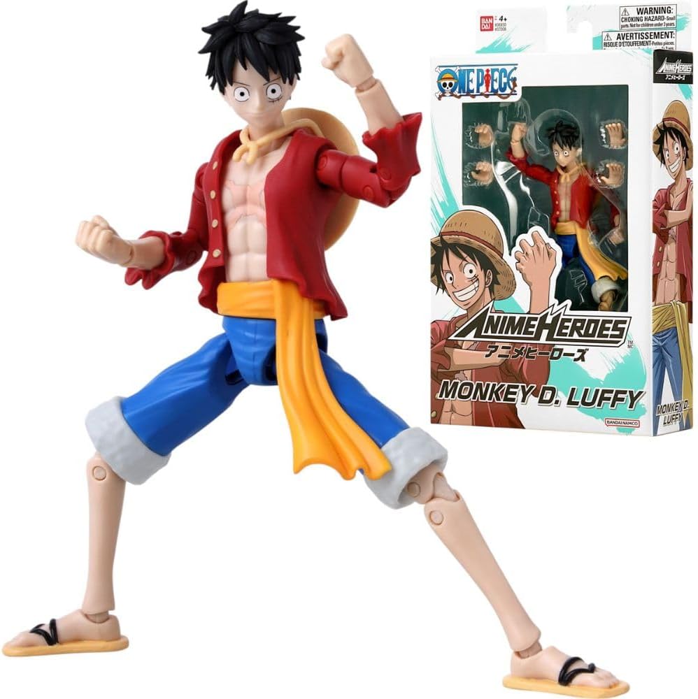 BANDAI Anime Heroes One Piece Figures Monkey D. Luffy Action Figure | 17cm Articulated Luffy Anime Figure With Swappable Hands One Piece Action Figures Pirate Toys Range