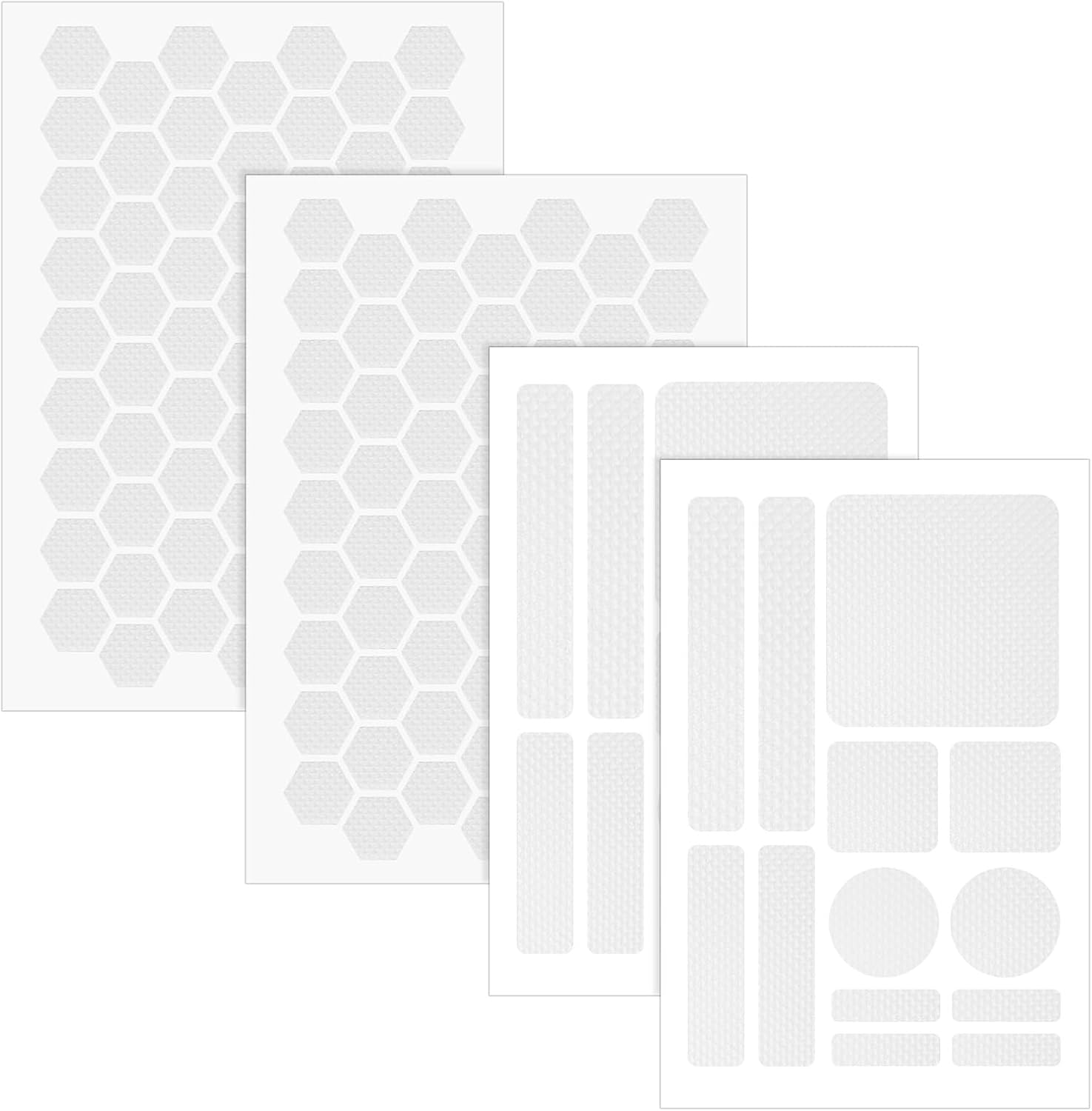 lasuroa 4pcs Phone Grip Tape, Diamond Texture Non-Slip Cell Phone Grip Stickers with Hexagon Round Square Shape Adhesive Decal Tape Stickers for Camera Cup Laptop (Transparent)