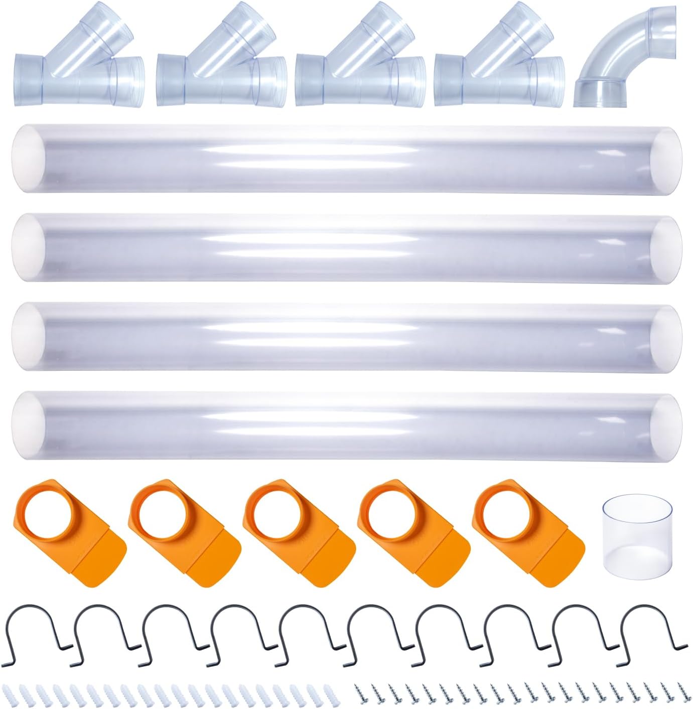 POWERTEC 70306 4 Inch Dust Collection Fittings Network with Dust Hose Splice, Blast Gates, Pipes, 90-Degree Elbow Connector, Y-fittings, Mounting Brackets